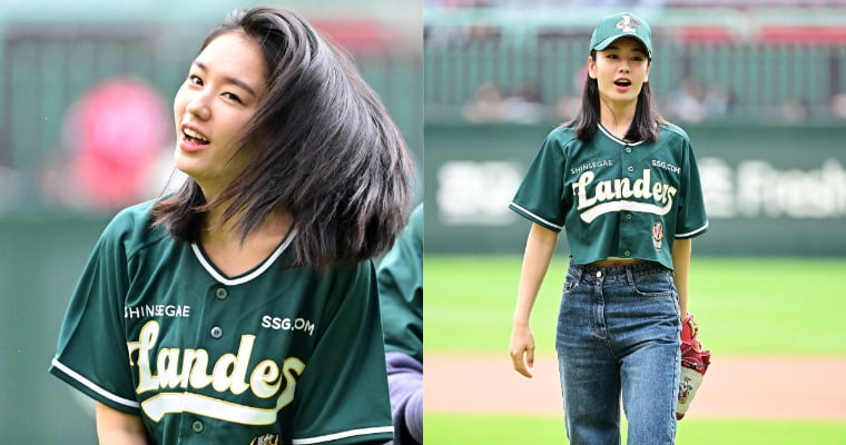 Ahn Eun Jin Throwing The Ceremonial First Pitch At A Match Between KIA Tigers and SSG Landers See Pics