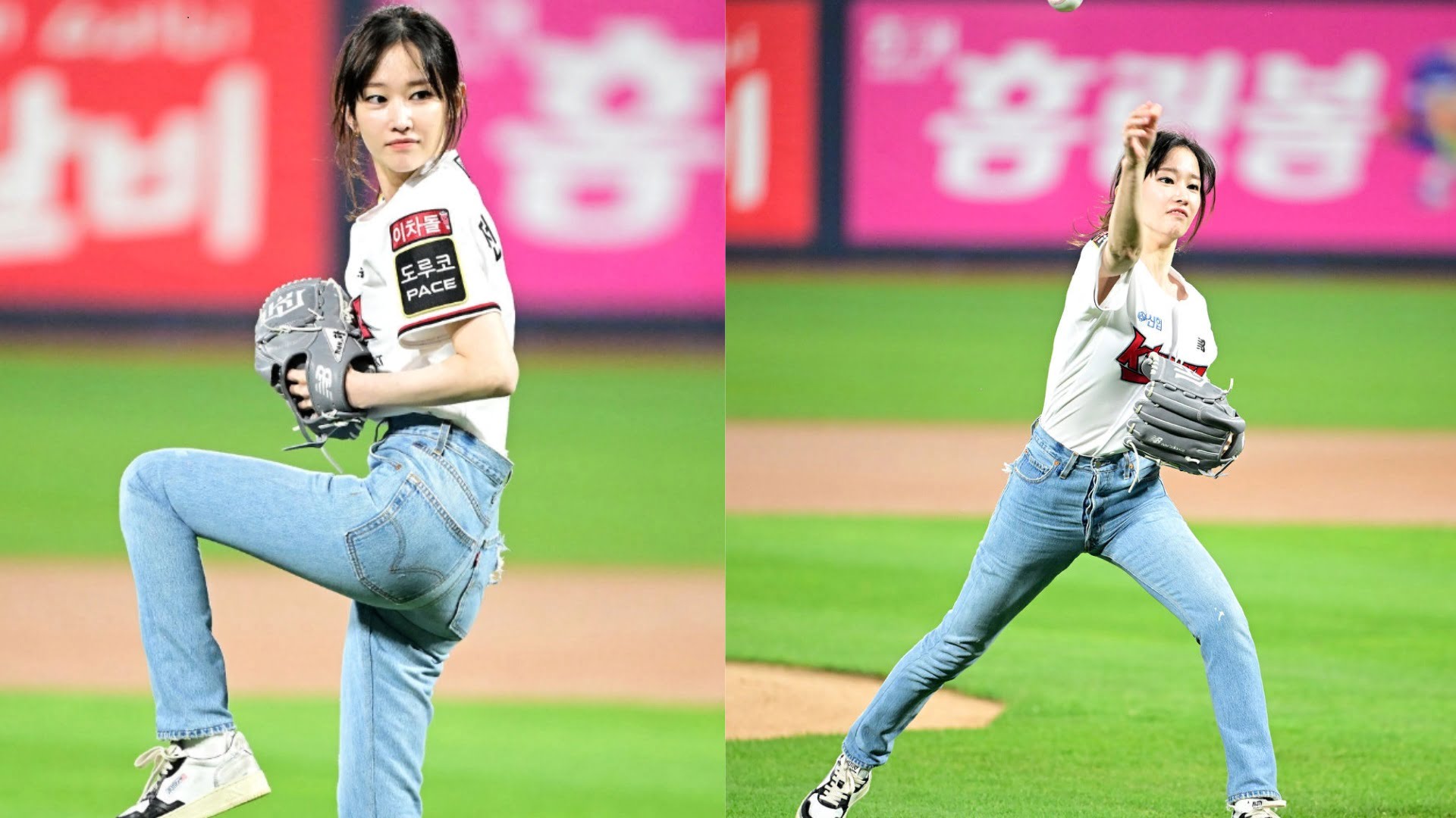 Jeon Jong Seo Throwing The Ceremonial First Pitch At A Match Between KT Wiz and NC Dinos | See Pics